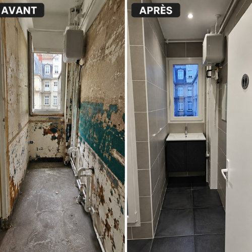 Rénovation de salle de bain avant après par BATIM TRAVAUX